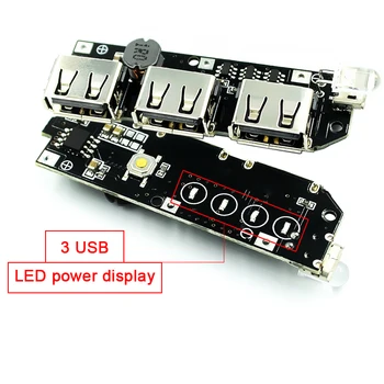 5v 18650 bateria do banco do poder do carregador de módulo 3 USB LED de energia diaplay 3.7 v bateria de lítio 18650 carregador conselho impulsionar a passo do módulo de 5v 2.1