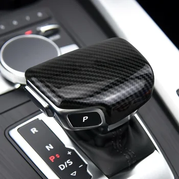 De fibra de carbono de padrão de cobrir carro tampa da engrenagem de Mudança de velocidade Colares para Audi A3 A4L A5 A6L A7 Q2L Q5L Q7 capa protetora